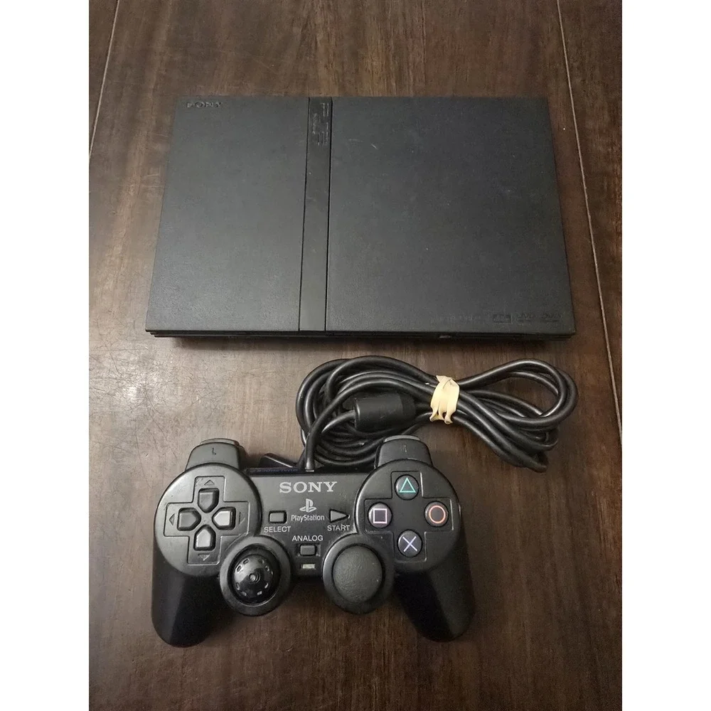 Sony PS2 Slim SCPH-77001 Console Bundle Tested Works Memory Card NCAA 08